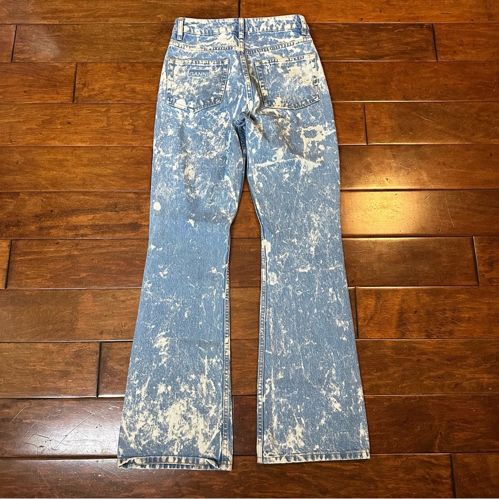 Ganni Blue Acid Wash Betzy Flare Jeans - Picture 10 of 16